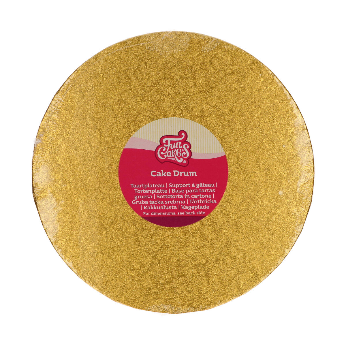 Ronde gouden FunCakes cake drum van 20 cm, stevige dikke onderlegger voor taart of koekjesproject