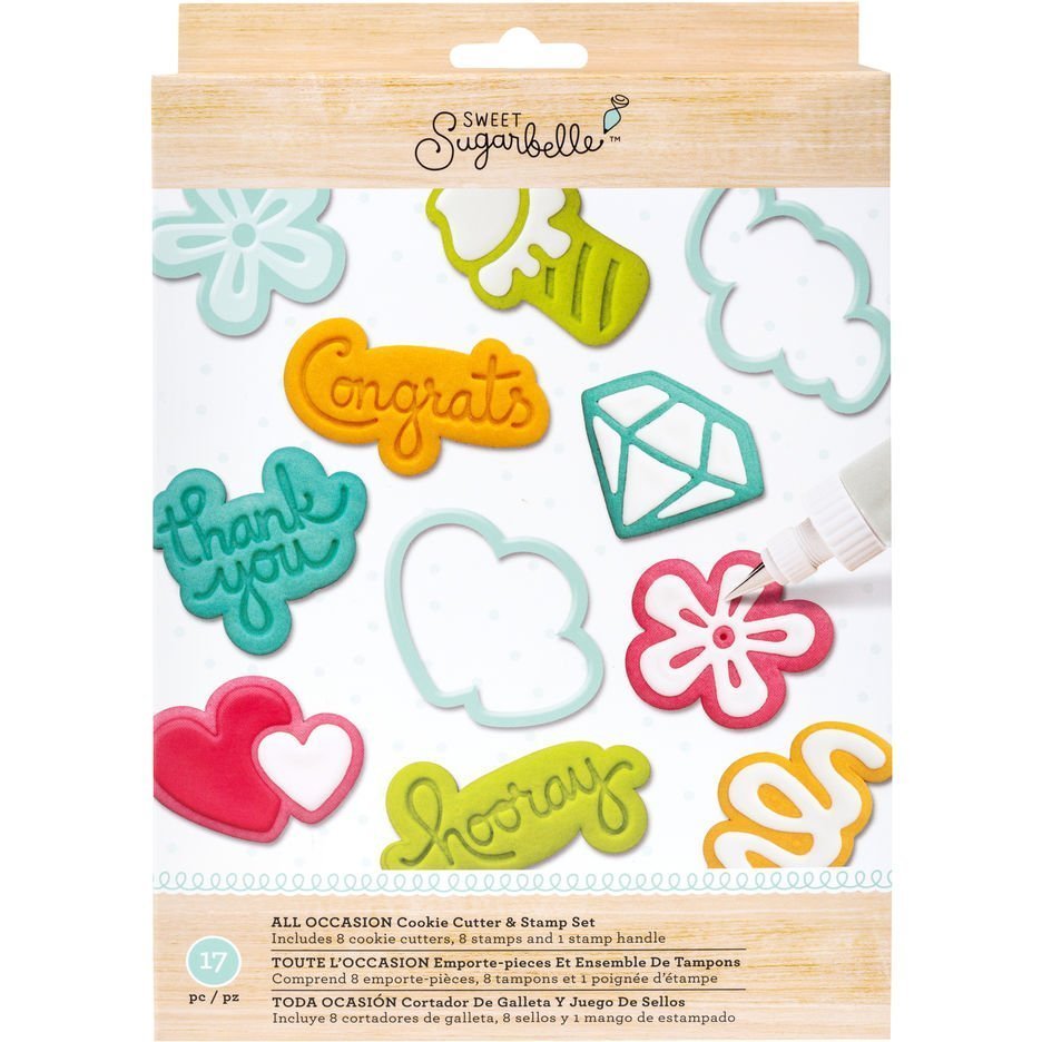 Sweet Sugarbelle All Occasion set met acht uitstekers, acht stempels en een stempelhouder