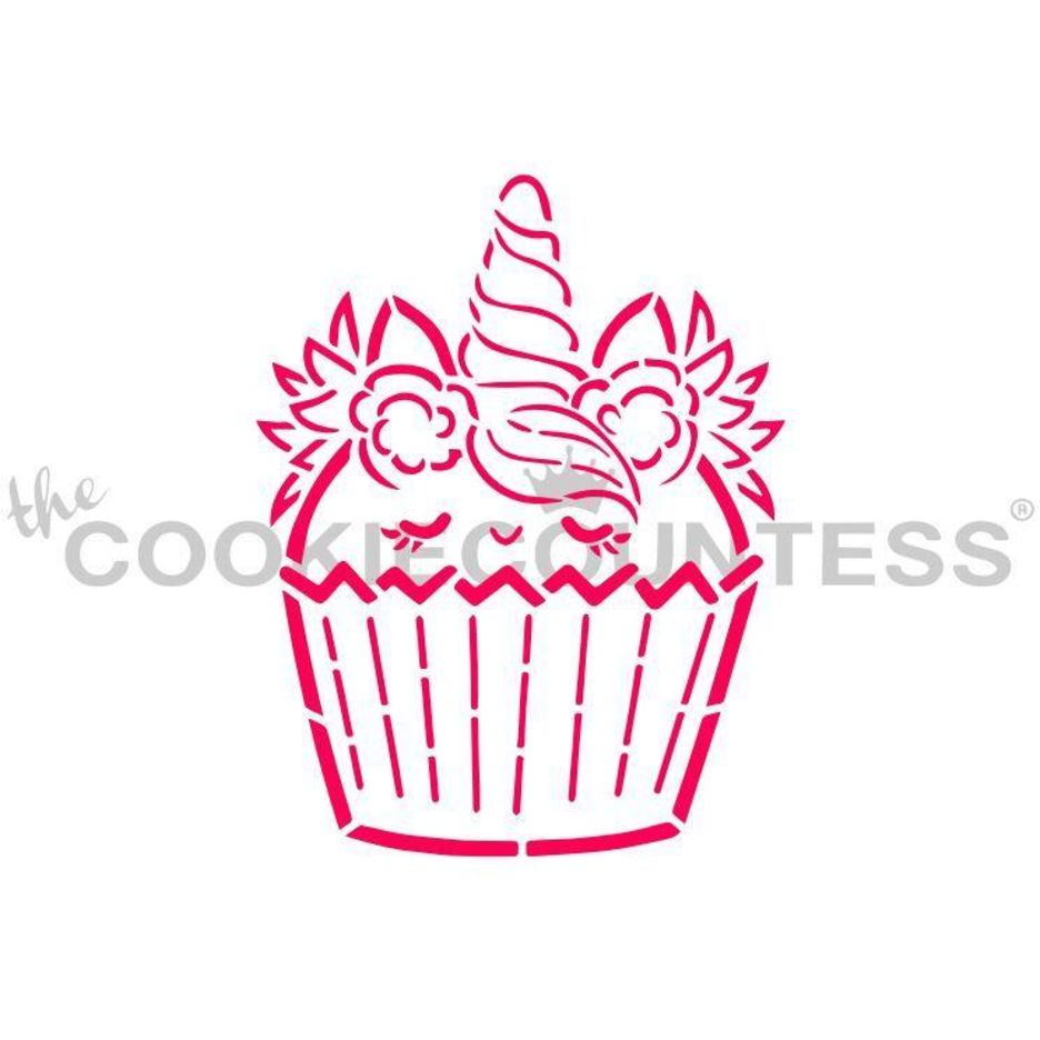 The Cookie Countess - Unicorn Cupcake PYO stencil