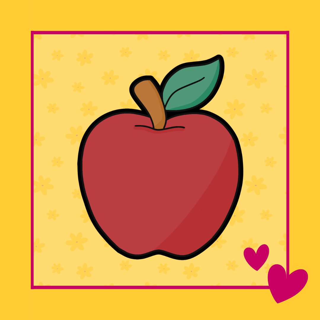 Schattige appel illustratie voor de Cup of Cookies appel koekjesuitsteker