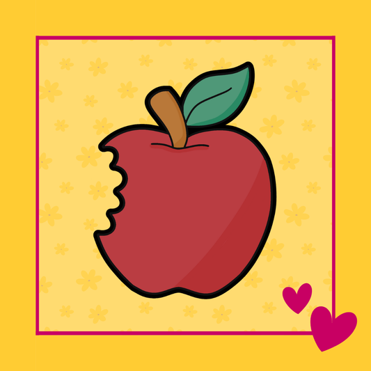 Illustratie van een appel met een hap eruit voor de Appel met Hap koekjesuitsteker