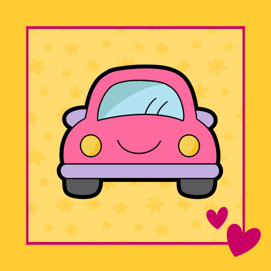 Schattige roze auto illustratie voor de Auto Lola koekjesuitsteker