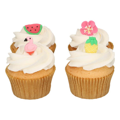 Cupcakes versierd met FunCakes tropische suikerdecoraties