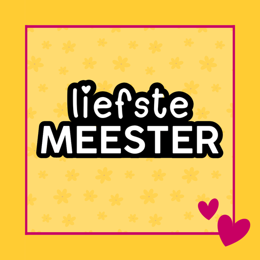 Tekst stempel Liefste meester voor koekjes met duidelijke letters voor Meesterdag en bedankje voor de meester