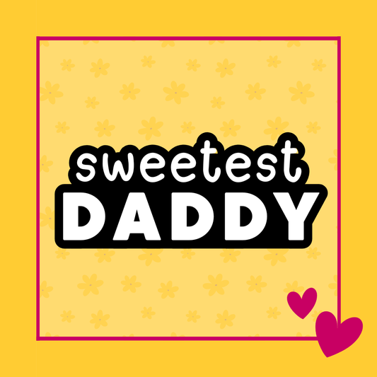 Tekst stempel Sweetest Daddy voor vaderdag koekjes met strakke afdruk voor fondant en royal icing