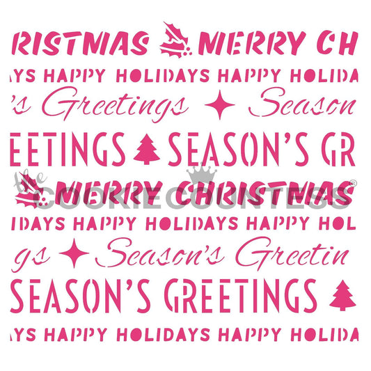 The Cookie Countess - Christmas Word Wrapping stencil