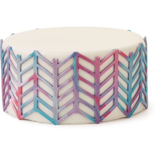 Visgraat-patroon in fondant gemaakt met de Wilton siliconen mat