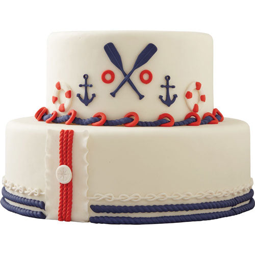 Met de Wilton mal gemaakte maritieme fondantdecoraties