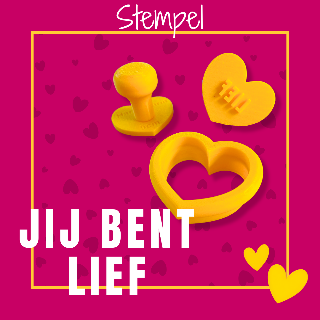 Koekjesstempel Jij bent lief in hartvorm voor fondant en royal icing koekjes met lieve tekst