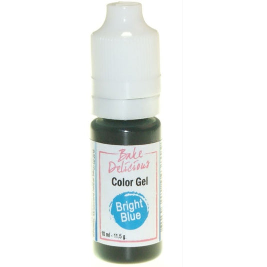 Bake Delicious Color Gel Bright Blue, knijpflesje felblauwe gel kleurstof van 10 ml voor royal icing, fondant en koekjesdeeg