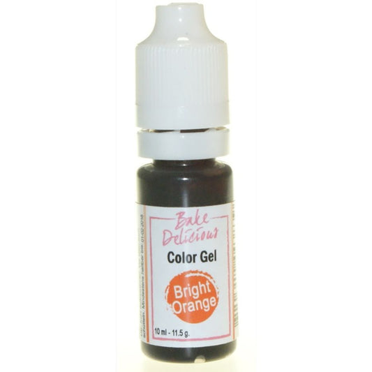 Bake Delicious Color Gel Bright Orange, knijpflesje fel oranje gel kleurstof van 10 ml voor royal icing, fondant en koekjesdeeg