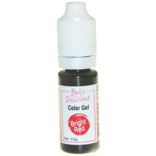 Bake Delicious Color Gel Bright Red, knijpflesje felrode gel kleurstof van 10 ml voor royal icing, fondant en koekjesdeeg
