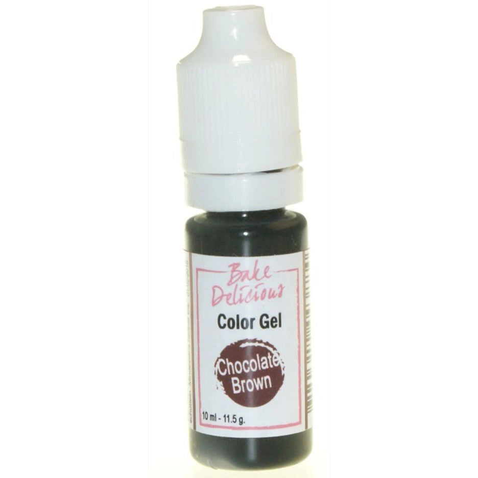 Bake Delicious Color Gel Chocolate Brown, flesje chocoladebruine voedingskleurstof gel van 10 ml voor het kleuren van royal icing, fondant en koekjesdeeg