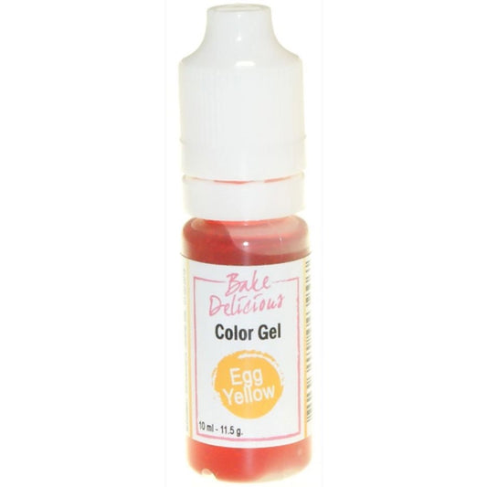 Bake Delicious Color Gel Egg Yellow, flesje eiergele voedingskleurstof gel van 10 ml voor het kleuren van royal icing, fondant en koekjesdeeg