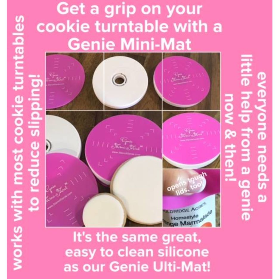 Roze Genie Mini-mats antislip matje van Creative Cookier voor op een draaitafel bij het decoreren van koekjes
