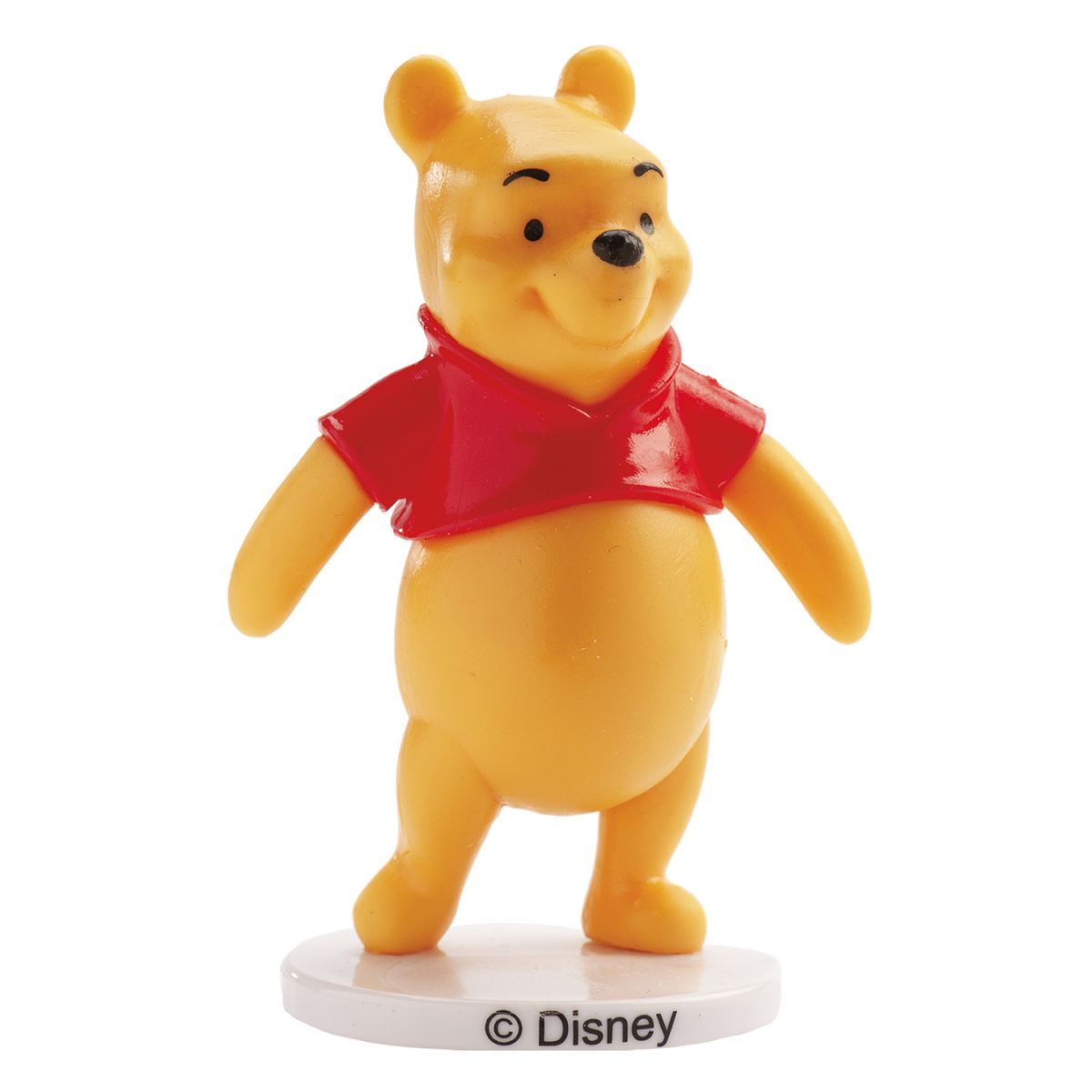 DeKora Disney Winnie the Pooh taarttopper figuurtje op wit voetje, schattig voor het decoreren van Winnie de Poeh thema taarten en cupcakes