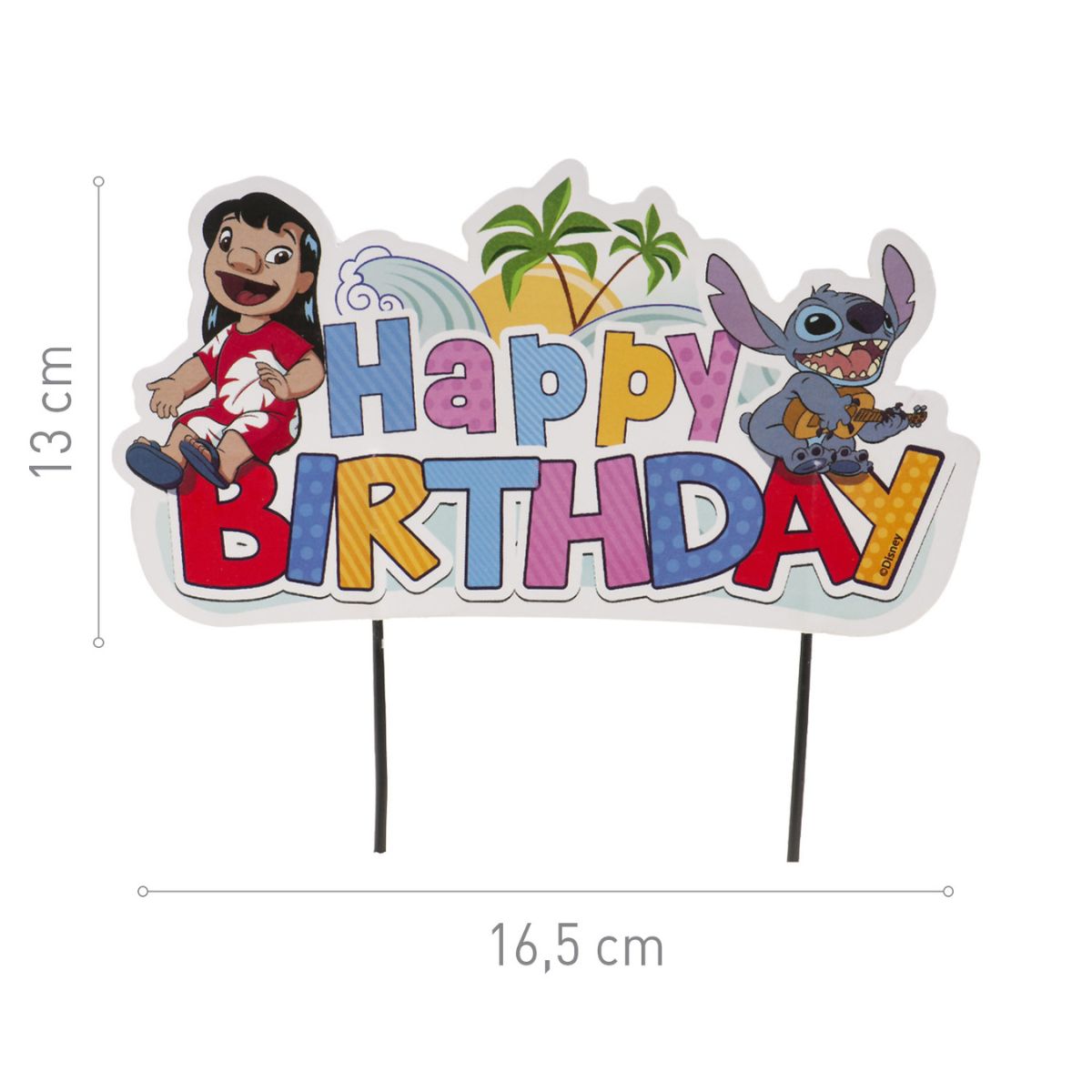 Dekora Lilo en Stitch Happy Birthday taarttopper in Hawaïaanse stijl