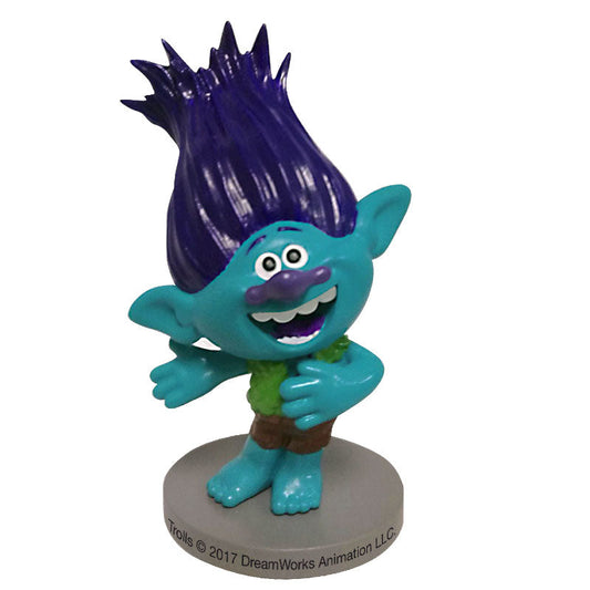 Trolls taarttopper van Dekora met PVC figuurtje van Branch van 7 cm voor op een verjaardagstaart