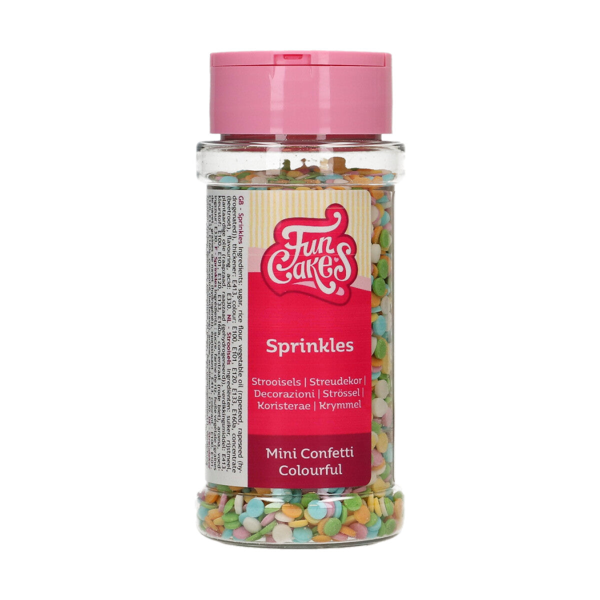 Strooibus FunCakes Mini Confetti 60 g, kleurrijke confetti-sprinkles voor op koekjes en taart
