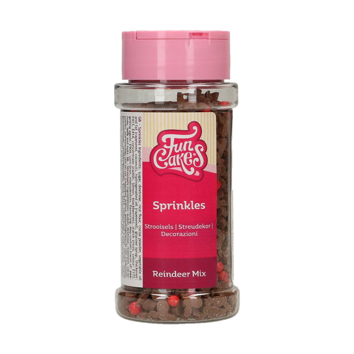 Strooibus FunCakes Rendier Mix 55 g met kerstsprinkles voor op koekjes en cupcakes