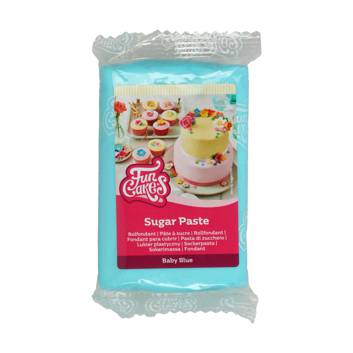 Verpakking FunCakes rolfondant Baby Blue 250 g, lichtblauwe suikerpasta voor taart en koekjes