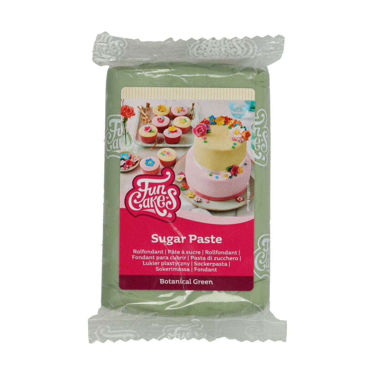 Verpakking FunCakes Rolfondant Botanical Green – 250g groene suikerpasta met vanillesmaak
