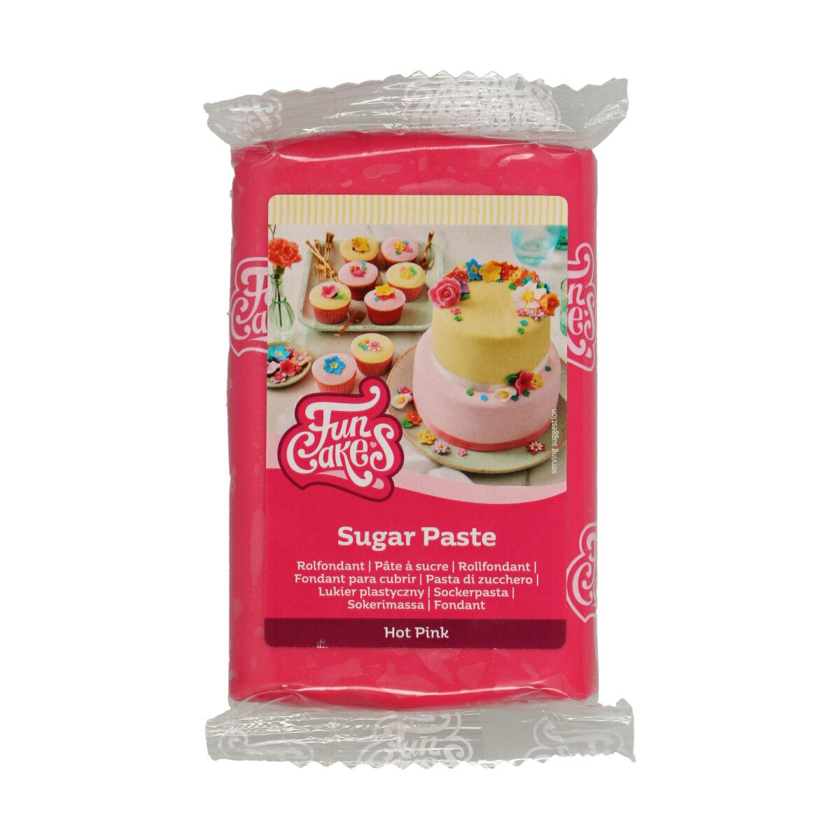 Verpakking FunCakes Rolfondant Hot Pink – 250g felroze suikerpasta met vanillesmaak
