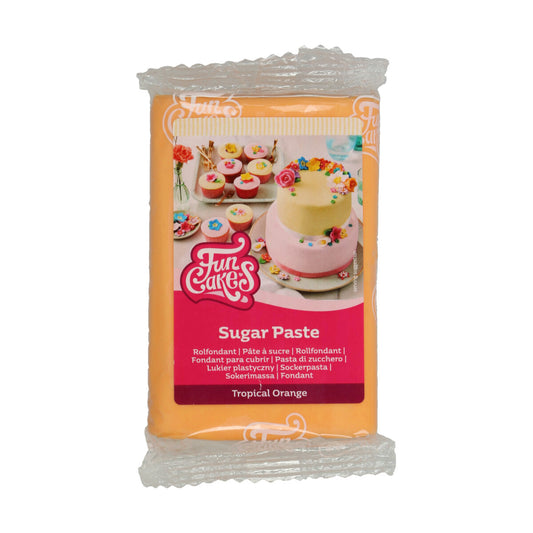 Pakje FunCakes rolfondant Tropical Orange 250 g, oranje fondant voor koekjes en taart