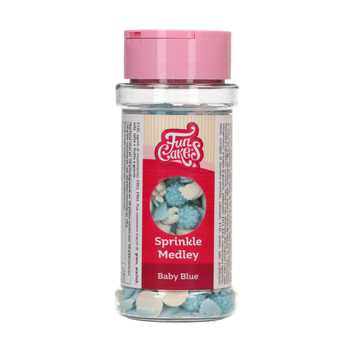 Strooibus FunCakes Sprinkle Medley Baby Blauw 50 g, blauwe en witte sprinklemix voor op koekjes