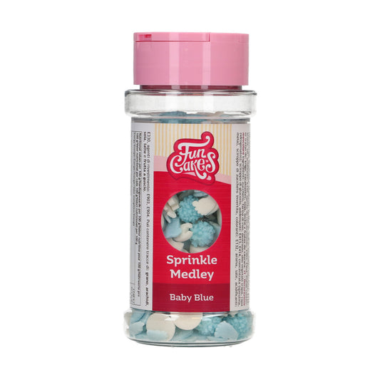 Strooibus FunCakes Sprinkle Medley Baby Blauw 50 g, blauwe en witte sprinklemix voor op koekjes