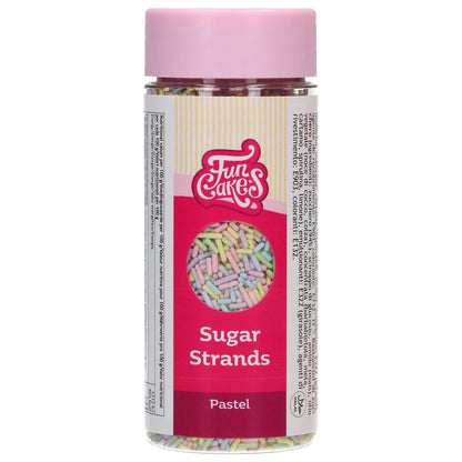 Strooibus FunCakes Sugar Strands Pastel 80 g, pastelkleurige sprinkels voor op koekjes en taart
