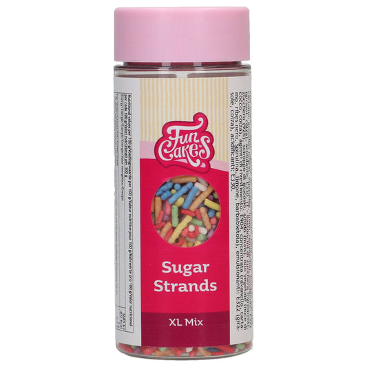 Strooibus FunCakes Sugar Strands XL Mix 70 g met gekleurde sprinkels voor op koekjes