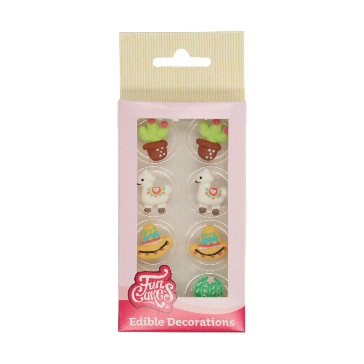 Verpakking FunCakes suikerdecoratie Alpaca, set van 8 eetbare decoraties