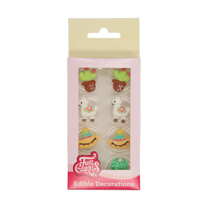 Verpakking FunCakes suikerdecoratie Alpaca, set van 8 eetbare decoraties