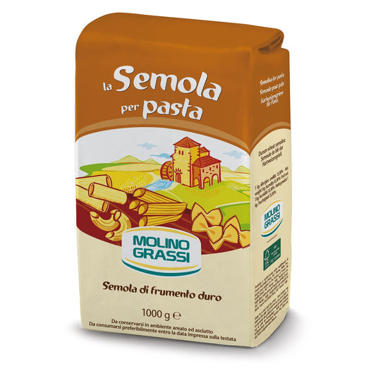 Molino Grassi Italiaanse bloem Semola, verpakking van 1 kg voor pasta