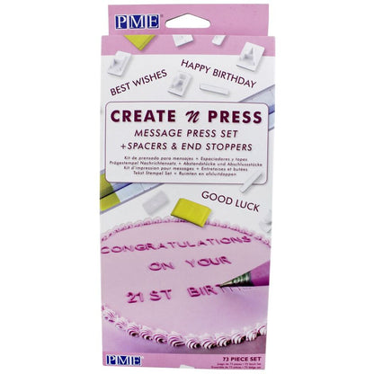 PME Create & Press Message Set met letters, cijfers en letterpress voor teksten op koekjes