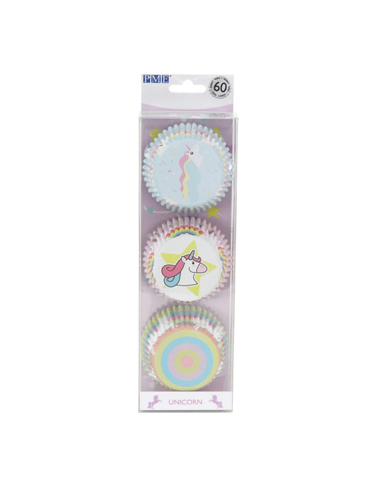 PME unicorn cupcake vormpjes met 3 verschillende designs in een pak van 60 stuks