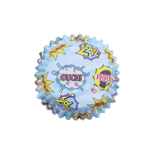 PME cupcakevormpjes met stripboekprint (POW, BAM), foil-lined, set van 30