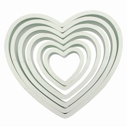 PME hart uitsteker set met 6 witte kunststof uitstekers in oplopende maten