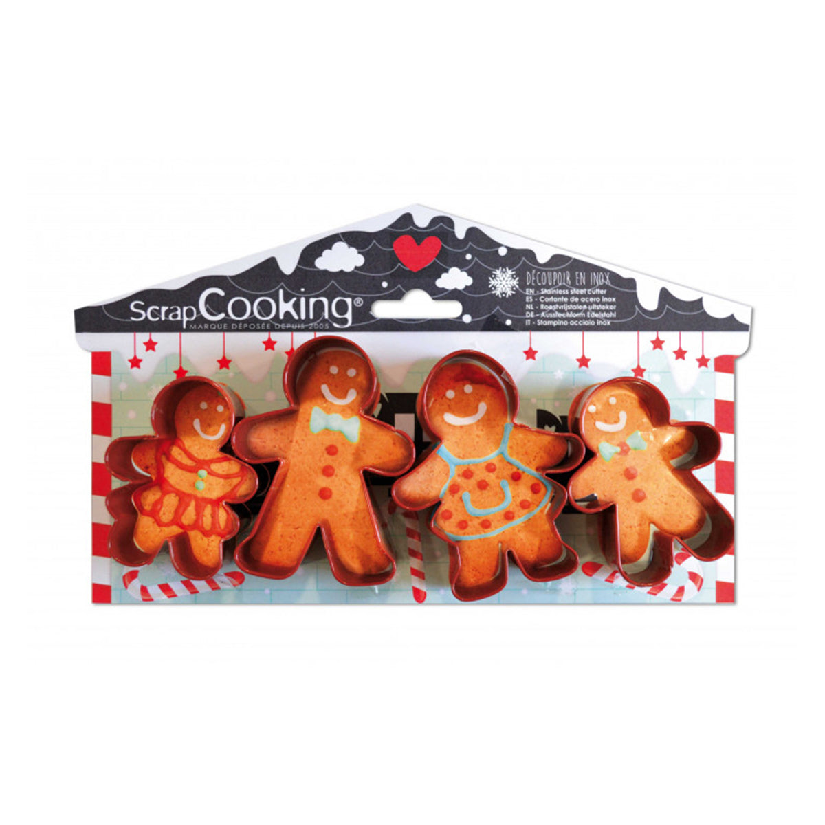 ScrapCooking peperkoekmannetjes uitsteker set van 4 in roestvrij staal
