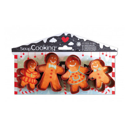 ScrapCooking peperkoekmannetjes uitsteker set van 4 in roestvrij staal