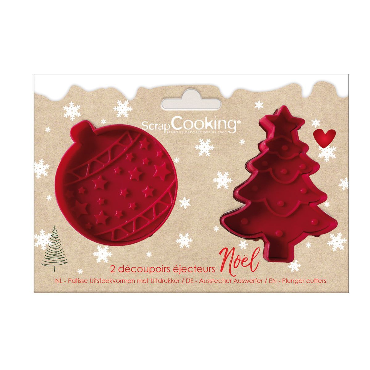 ScrapCooking uitstekers met uitdrukker, kerstbal en kerstboom set van 2