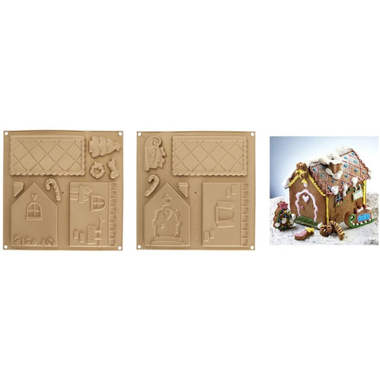 Silikomart siliconen matten voor het bakken van de onderdelen van een gingerbread huisje