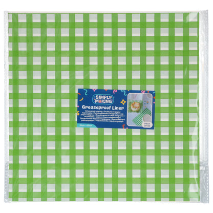Simply Making bento box liners met groen geblokt patroon