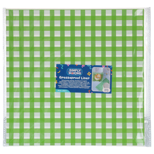 Simply Making bento box liners met groen geblokt patroon