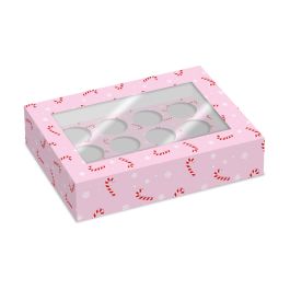 Simply Making cupcake doos met zuurstok-design voor twaalf cupcakes