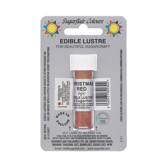 Potje Sugarflair Edible Lustre Christmas Red, rode eetbare glansdust van 2 gram
