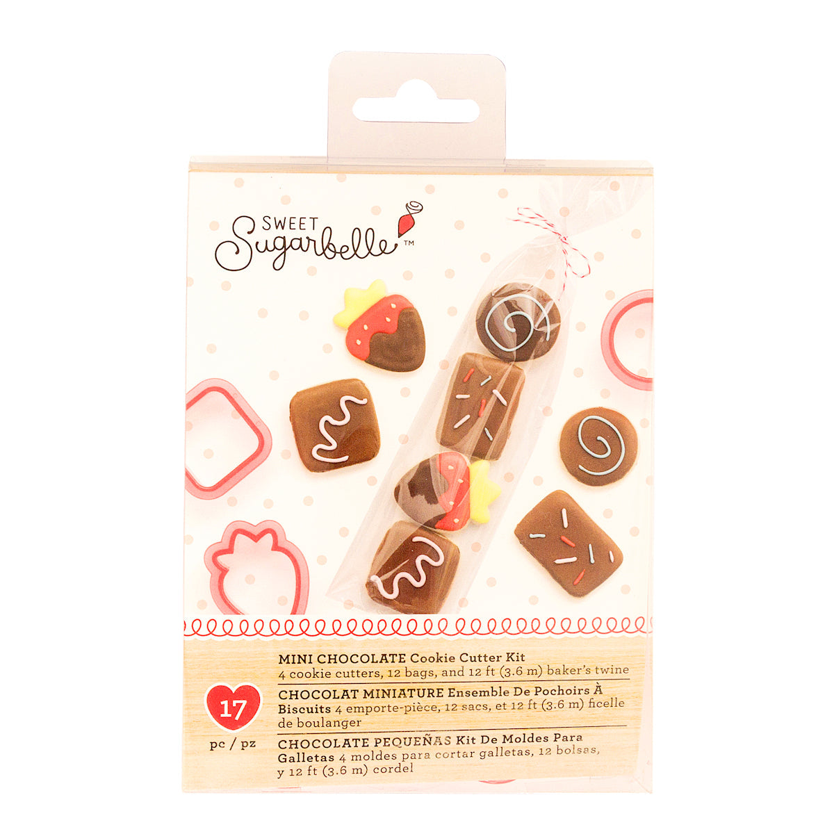 Sweet Sugarbelle mini uitstekersset met aardbei, cirkel, vierkant en rechthoek voor kleine koekjes