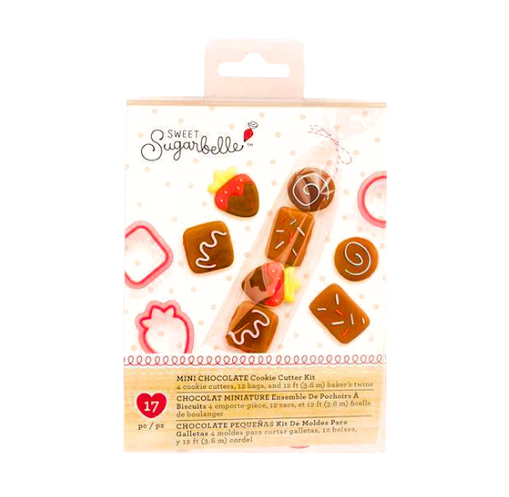 Sweet Sugarbelle mini uitstekersset voor chocolaatjes- en aardbeikoekjes met cellofaanzakjes en bakkerstouw