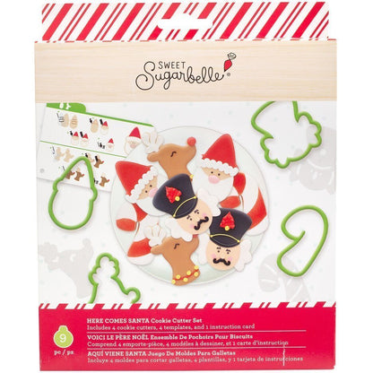 Sweet Sugarbelle Here Comes Santa uitstekerset met kerstman, rendier en zuurstok voor kerstkoekjes